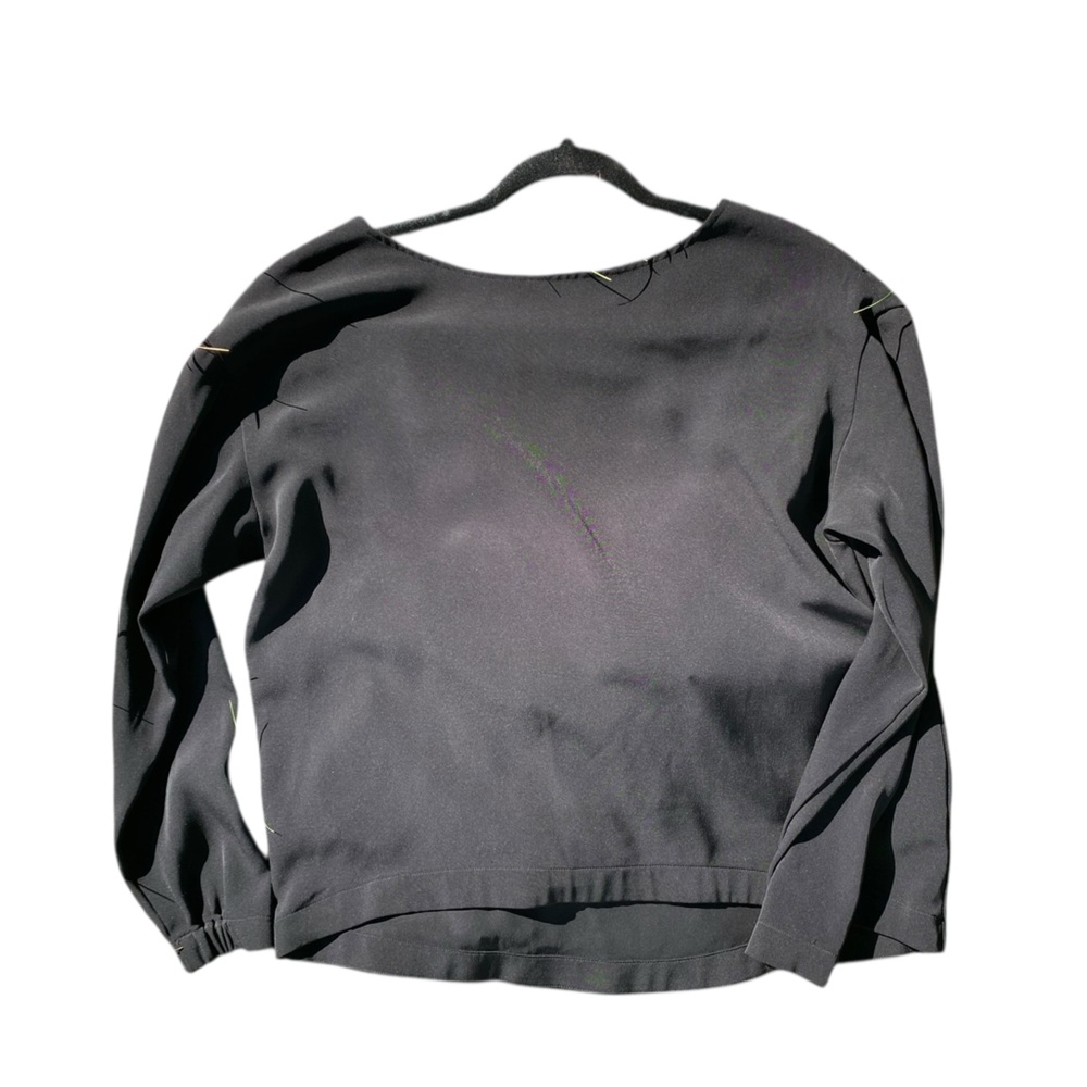 UNIQLO CROP HIGH KOW BOATNECK GATHERED SLEEVE JERSEY LONG SLEEVE BLOUSE TOP M